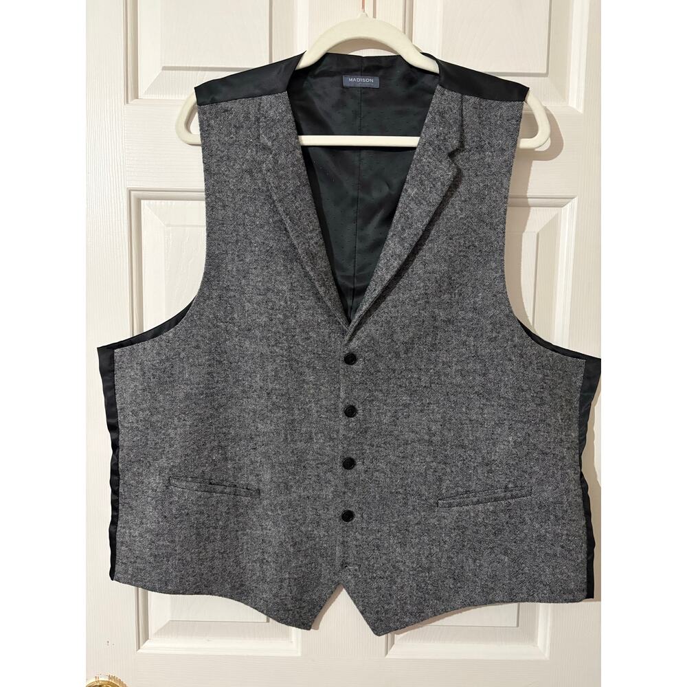 Madison Men’s Wool Blend Dress Vest – Gray/Black – Size XXL